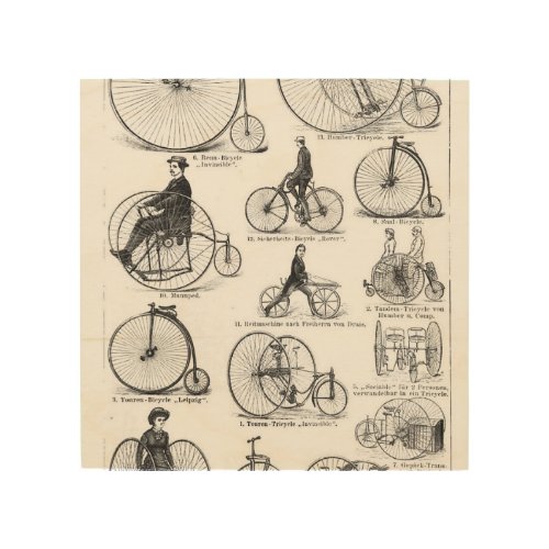 High Wheeler Bicycle Penny Farthing Wood Wall Art