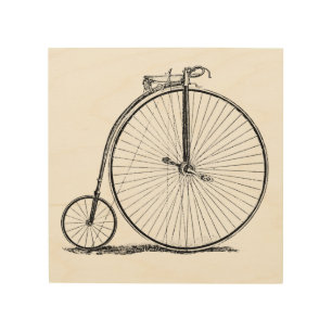 High Wheeler Bicycle Penny Farthing Wood Wall Art
