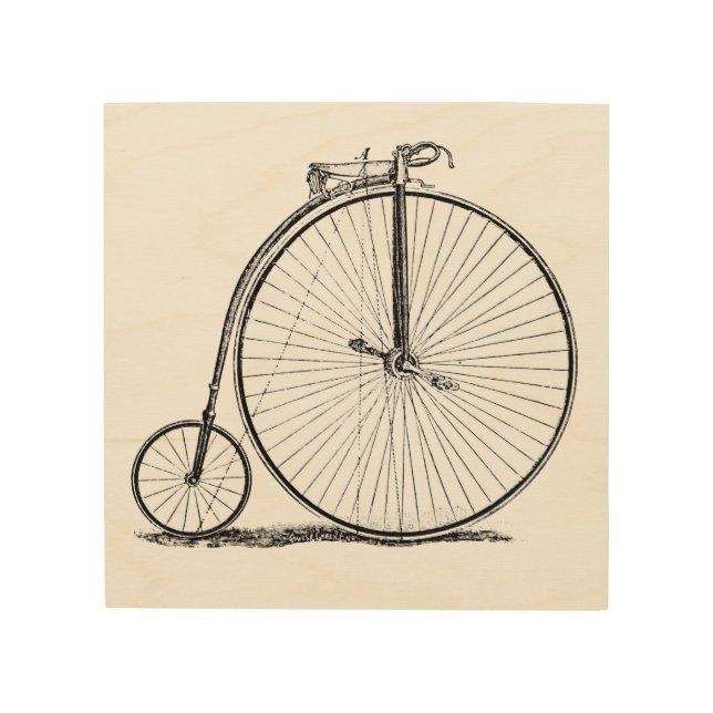 High Wheeler Bicycle Penny Farthing Wood Wall Art (Front)