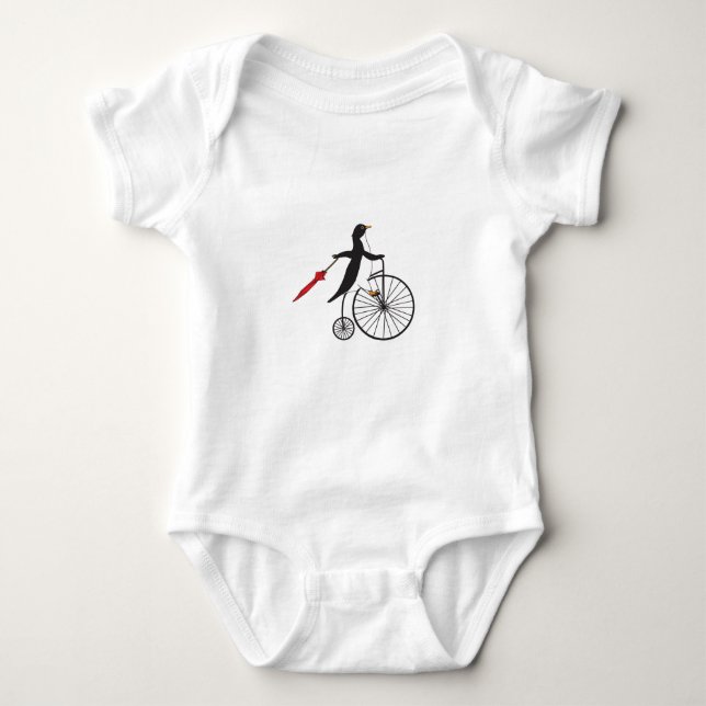 High wheeler penguin baby bodysuit (Front)