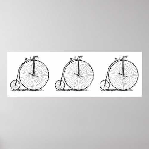 High Wheeler Victorian Penny Farthing Cycle Biking Poster