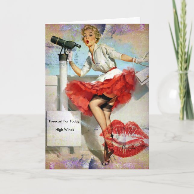 High Winds Sexy Grunge Vintage Pinup Card (Front)