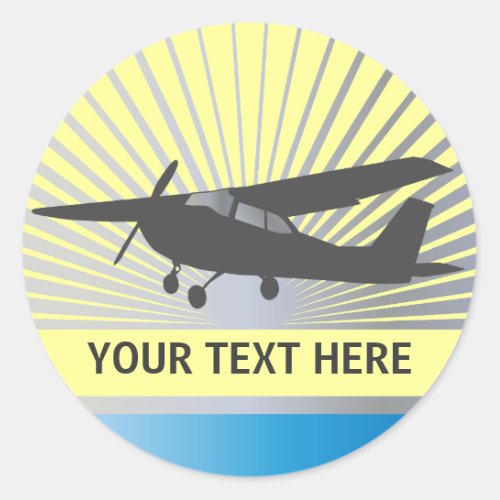 High Wing Aircraft _ Custom Text Classic Round Sticker