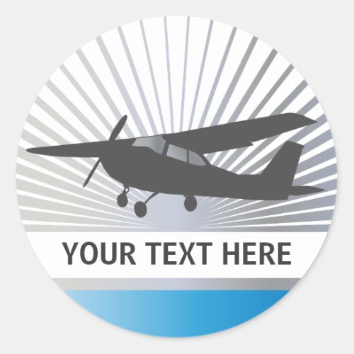 High Wing Aircraft _ Custom Text Classic Round Sticker