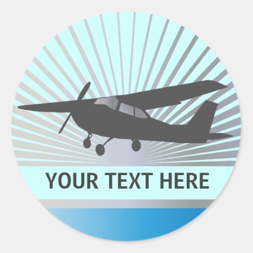 High Wing Aircraft _ Custom Text Classic Round Sticker