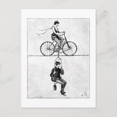 High_wire Bicycle _ Vintage Circus Cycling Act Postcard