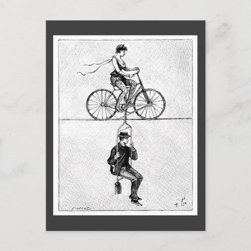 High_wire Bicycle _ Vintage Circus Cycling Act Postcard