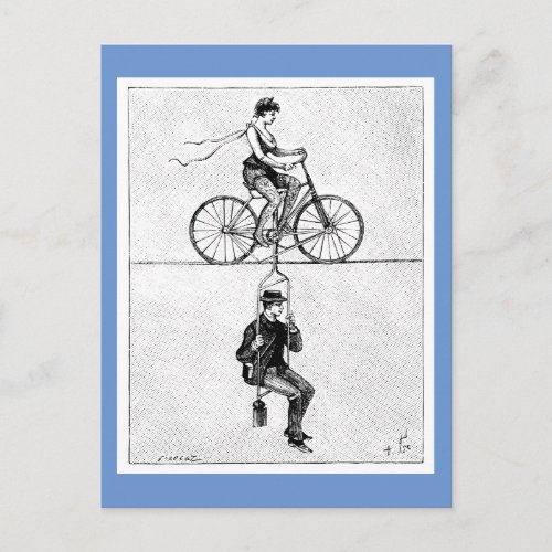 High_wire Bicycle _ Vintage Circus Cycling Act Postcard