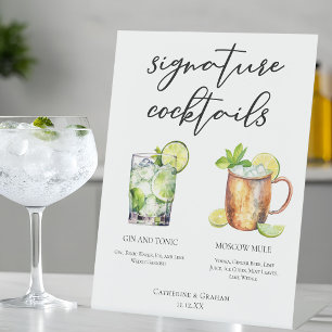 Highball Signature Cocktails Wedding Menu Pedestal Sign
