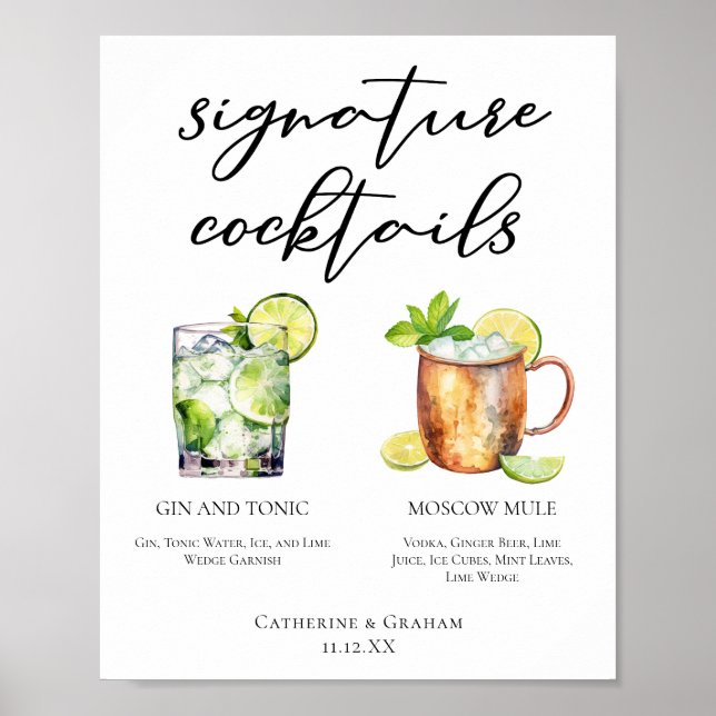Highball Signature Cocktails Wedding Menu Poster (Front)