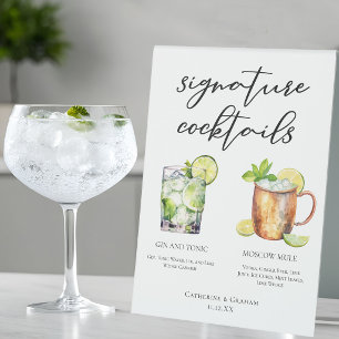 Highball Signature Cocktails Wedding Menu Table Tent