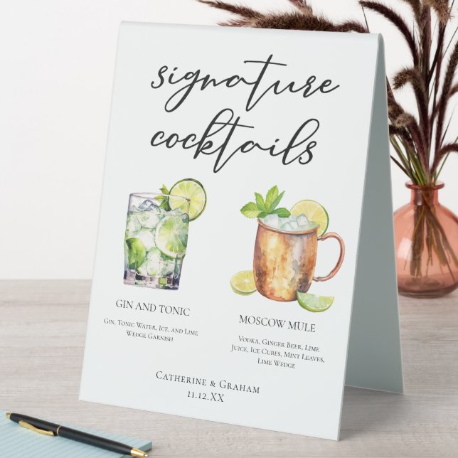 Highball Signature Cocktails Wedding Menu Table Tent (In SItu (Table))