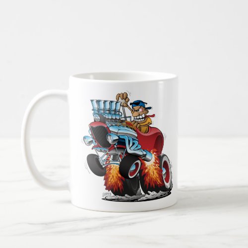 Highboy Hot Rod Race Car Cartoon Illustration Coffee Mug