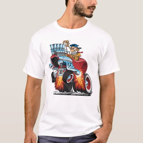 Highboy Hot Rod Race Car Cartoon Illustration T_Shirt