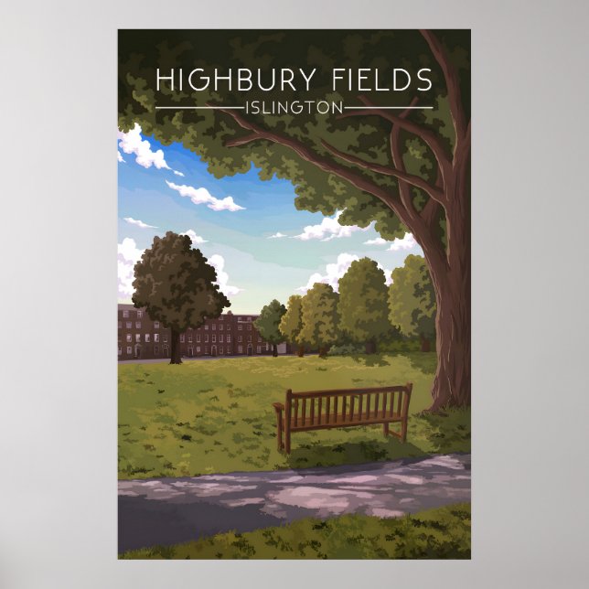 Highbury Fields Islington London Travel Poster (Front)