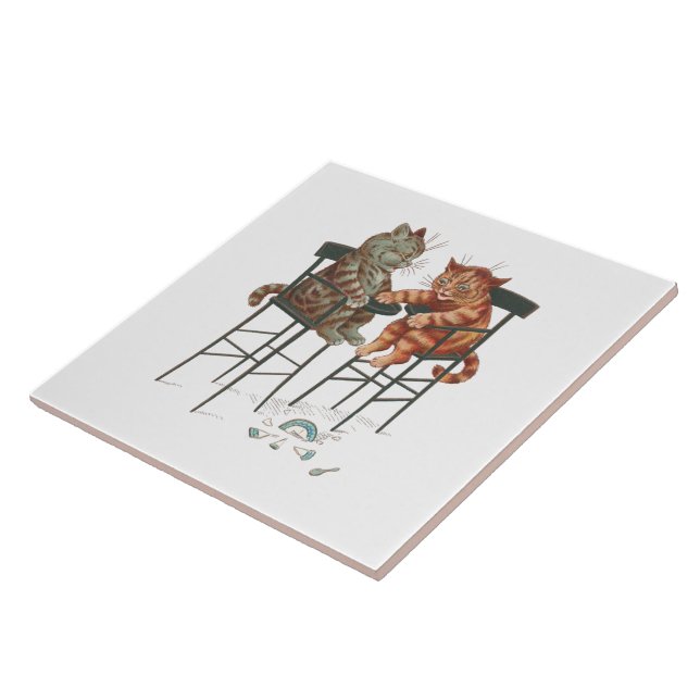 Highchair Kittens by Louis Wain Ceramic Tile (Side)