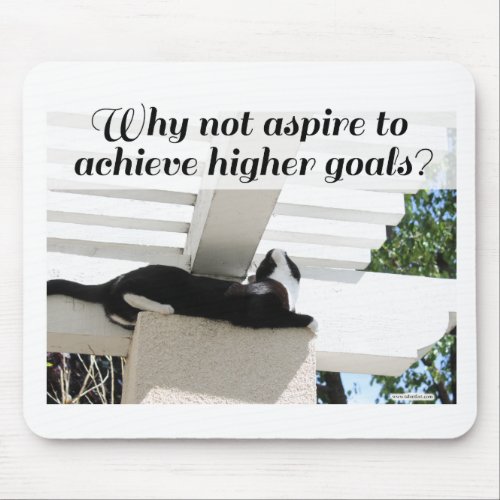 Higher Goals Motivational Cat Photo Quote Mouse Pad