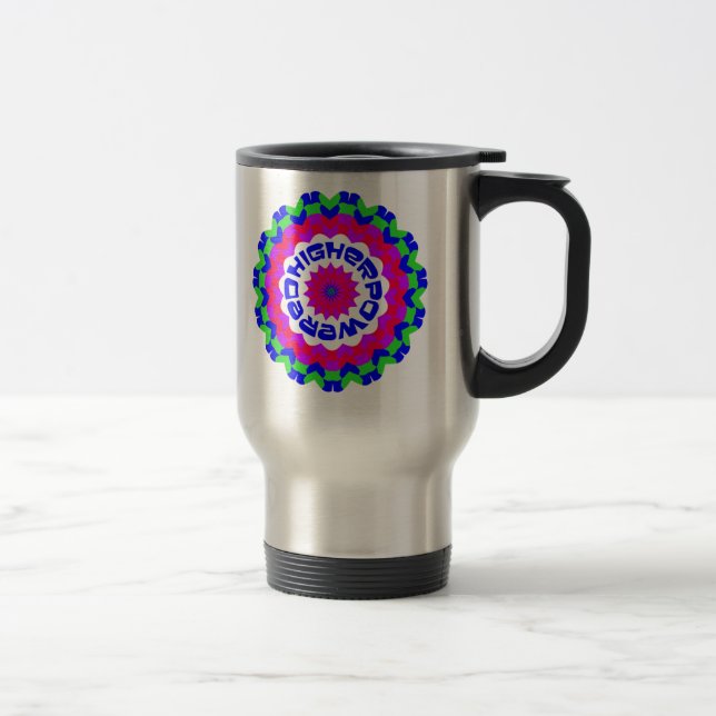 Higher Powered Spiritual Quote Kaleidoscope Design Travel Mug (Right)