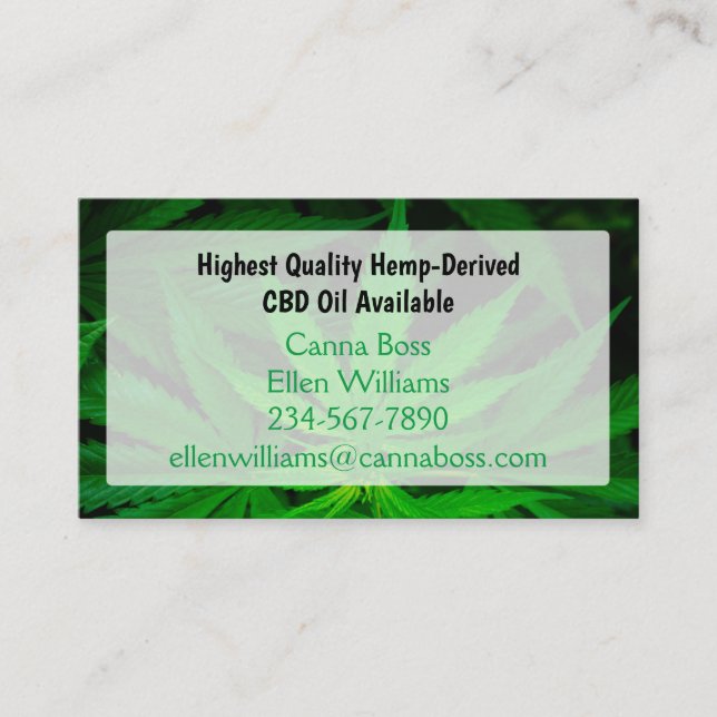 Highest Quality Hemp-Derived CBD Oil Available Business Card (Front)