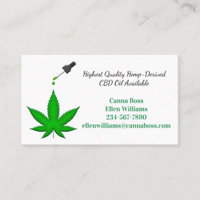 Highest Quality Hemp-Derived CBD Oil Available Business Card (Front)