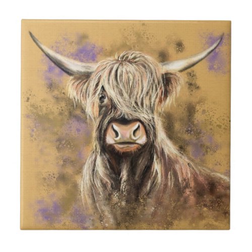 Highland Bull Ceramic Tile _ Painting