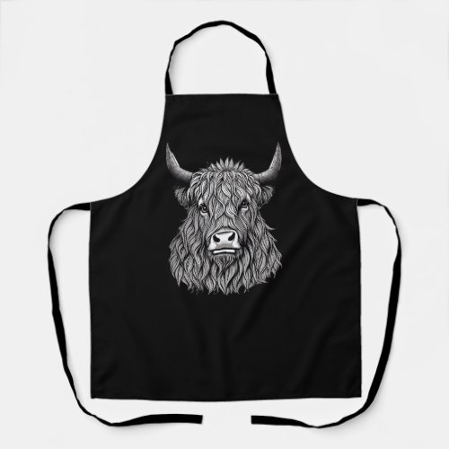 Highland Bull illustration  Apron