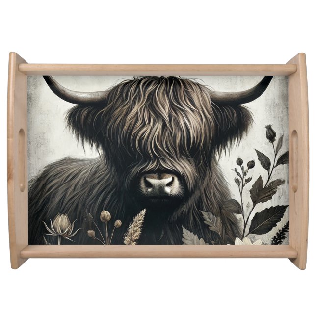 Highland Bull with Sunflower Serving Tray (Front)