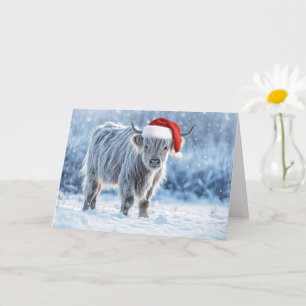 Highland Calf in the Snow Happy Holidays Cute Card