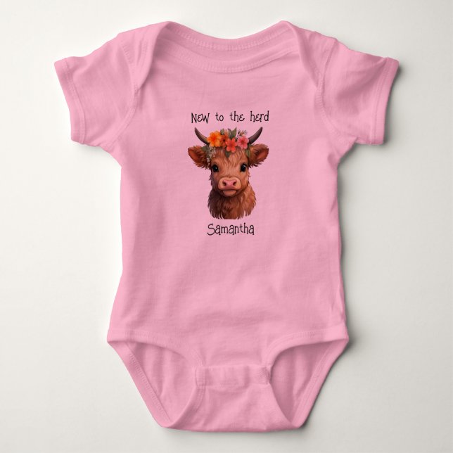  Highland Calf Personalized Baby Bodysuit (Front)