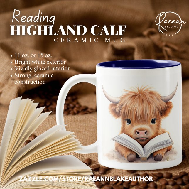 Highland Calf Reader Ceramic Mug (Creator Uploaded)