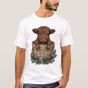Highland Calf Shirt Vintage Daisy Bucket Art