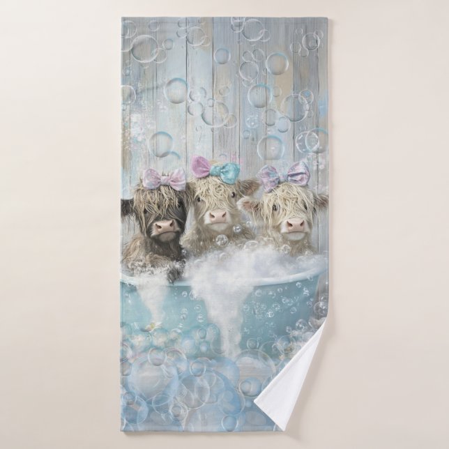 Highland Calve Bubble Bath Matching Shower Curtain Bath Towel Set (Bath Towel)