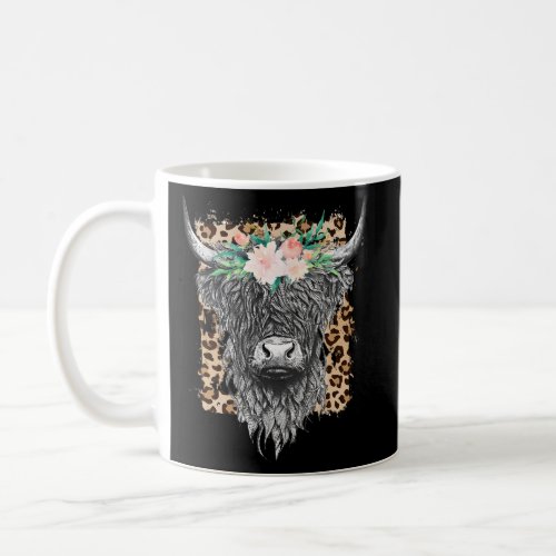 Highland Castle Leopard Flower Cow Western Cowhide Coffee Mug