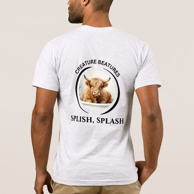 Highland cattle bathing – splish splash white T-Shirt (Back)