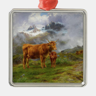 Highland Cattle (by Rosa Bonheur) Metal Ornament