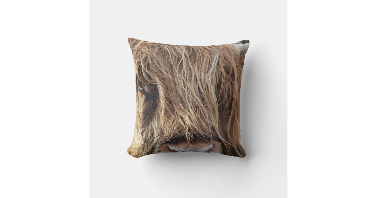 Funny Highland Cow Throw Pillow Cover Western Farmhouse Cow Decorative  Pillow