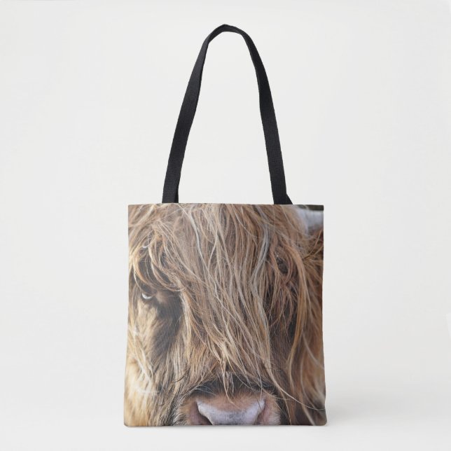 HIGHLAND CATTLE COW FACE TOTE BAG (Front)