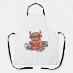 Highland Cattle Cow Read Books Drink Coffee Classi Apron