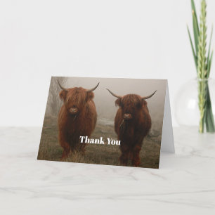 Highland Cattle Fog Photo Letterpress Thank You Card