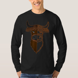 Highland Cattle head Farmer imprint motif with cow T-Shirt