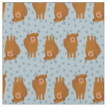 Highland Cattle on Pale Blue Polka Dots Patterned Fabric