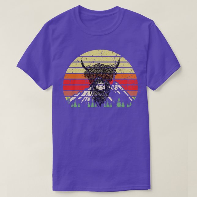 Highland Cattle Retro T-Shirt (Design Front)