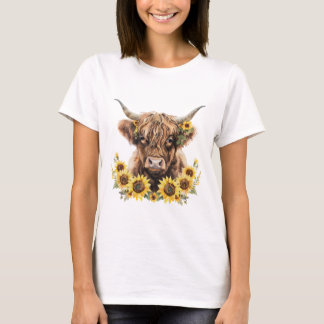 Highland Cattle Sunflowers Woman Shirt