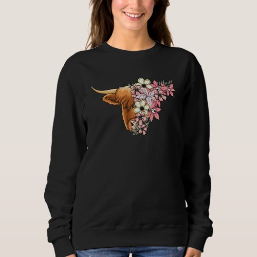 Highland Cattle with Flowers Sweatshirt