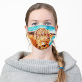 Highland Coo Painting By MirandaPA Face Mask (Worn)