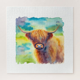 Highland Cow 051124AREF127 - Watercolor Jigsaw Puzzle