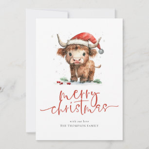 Highland Cow 2026 Calendar Merry Christmas Holiday Card