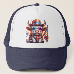 Highland Cow 4th July Sublimation Clipart-60643  Trucker Hat