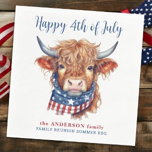 Highland Cow 4th Of July Red White Blue Patriotic Napkins