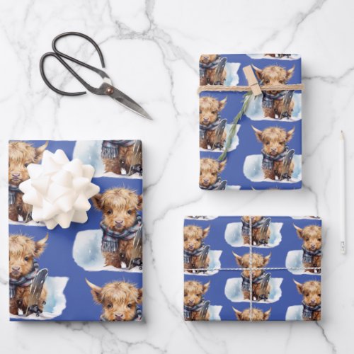 Highland Cow_abunga Wrapping Paper _ Blue